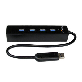 Startech 4-Port USB 3.0 Hub with Built-in Cable - SuperSpeed Laptop USB Hub - Portable USB Splitter - Mini USB Hub (ST4300PBU3) - Hub - 4 x SuperSpeed USB 3.0 - desktop - para P/N: FCREADMICRO3, MSDREADU3CA