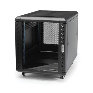 Startech 12U AV Rack Cabinet - Network Rack with Glass Door - 19 inch Computer Cabinet for Server Room or Office (RK1236BKF) - Gabinete armário - preto - 12U - 36"