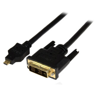 Startech 2m Micro HDMI to DVI-D Cable - M/M - 2 meter Micro HDMI to DVI Cable - 19 pin HDMI (D) Male to DVI-D Male - 1920x1200 Video (HDDDVIMM2M) - Cabo adaptador - DVI-D macho para 19 pin micro HDMI Type D macho - 2 m - blindado - preto