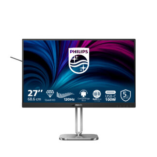 Philips 27B2U4601 - 4000 Series - monitor LED - 27" - 2560 x 1440 QHD @ 120 Hz - IPS - 1500:1 - HDMI, 2xDisplayPort, USB-C - altifalantes - carvão vegetal