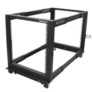 Startech 12U 19" Open Frame Server Rack, 4 Post Adjustable Depth 23-41" Mobile, Free Standing Rolling Network/Computer Equipment Data Rack, Dell PowerEdge, HP ProLiant ThinkServer - Adjustable Server Rack (4POSTRACK12U) - Gabinete estrutura aberta -