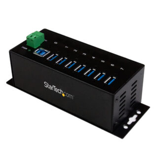 Startech 7-Port USB 3.0 Hub - Metal Industrial USB-A Hub with ESD Protection & 350W Surge Protection - Din Rail, Wall or Desk Mountable - TAA Compliant USB Expander Hub (ST7300USBME) - Hub - 7 x SuperSpeed USB 3.0 - montável em trilho DIN, montável n