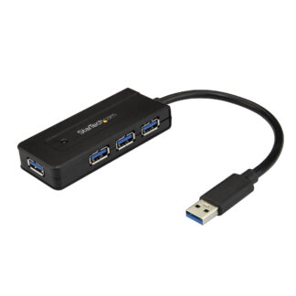 Startech 4 Port USB 3.0 Hub SuperSpeed 5Gbps with Fast Charge Portable USB 3.1/USB 3.2 Gen 1 Type-A Laptop/Desktop Hub, USB Bus Power or Self Powered for High Performance, Mini/Compact - 15W of Shared Power (ST4300MINI) - Hub - 4 x SuperSpeed USB 3.0