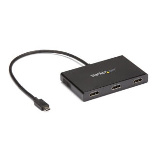 Startech 3-Port Multi Monitor Adapter, USB-C to 3x HDMI Video Splitter, USB Type-C DP 1.2 Alt Mode to HDMI MST Hub, Dual 4K 30Hz or Triple 1080p, Thunderbolt 3 Compatible, Windows Only - Multi Stream Transport (MSTCDP123HD) - Adaptador de vídeo - USB