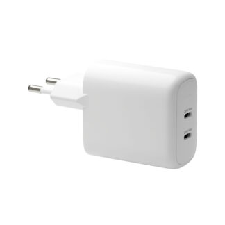 dbramante1928 re-charge - Adaptador de alimentação - 20 Watt - 3 A - PD/PPS - 2 conectores de saída (24 pin USB-C) - branco - Europa