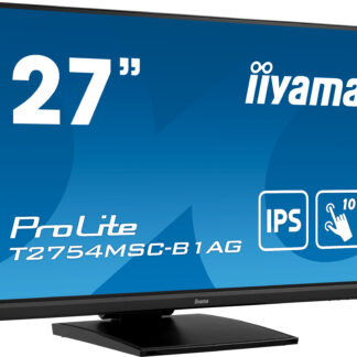 iiyama ProLite T2754MSC-B1AG - Monitor LED - 27" - ecrã de toque - 1920 x 1080 Full HD (1080p) @ 60 Hz - IPS - 300 cd/m² - 1000:1 - 4 ms - HDMI, VGA - altifalantes - preto opaco