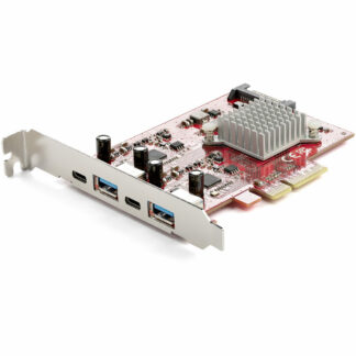 Startech 4-Port USB PCIe Card, 10Gbps USB PCI Express Expansion Card w/ 2 Controllers, 2x USB-C & 2x USB-A ports (USB 3.2/3.1 Gen 2), USB/USB-C PCI-e Card, Full Profile Brackets - USB PCIe Add-On Card (PEXUSB312A2C2V) - Adaptador USB - PCIe 3.0 x4 -
