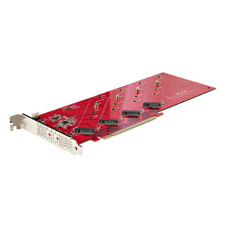 Startech Quad M.2 PCIe Adapter Card, x16 Quad NVMe or AHCI M.2 SSD to PCI Express 4.0, Up to 7.8GBps/Drive, For 2242/2260/2280/22110mm PCIe M-Key M2 SSDs, Bifurcation Required - PC/Linux Compatible (QUAD-M2-PCIE-CARD-B) - Adaptador de interface - M.2