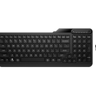 HP 475 - Teclado - modo duplo, multi-dispositivo, compacto, disposição de 2 zonas, teclas de baixo perfil, 12 botões programáveiS - sem fios - 2.4 GHz, Bluetooth 5.3 - Português - preto jacto