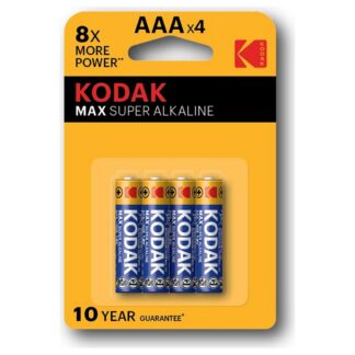 Kodak Max Super Alkaline - Pilhas alcalinas 1.5V LR03 / AAA - [4 unid.]