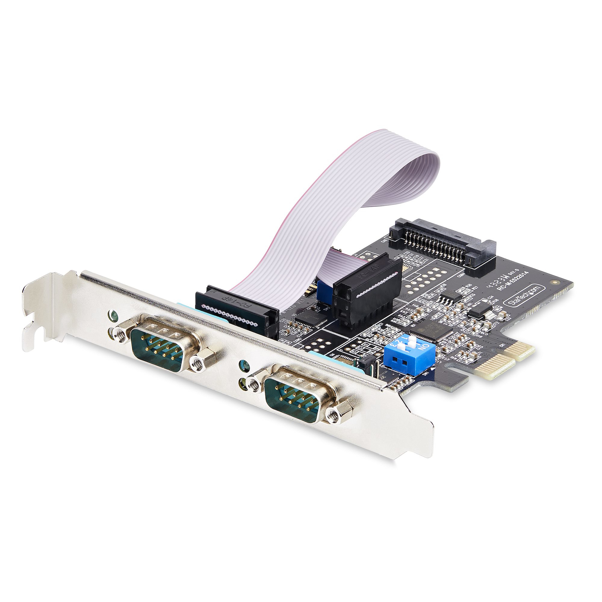Startech 2-Port Serial PCIe Card, Dual-Port PCI Express to RS232/RS422/RS485 (DB9) Serial Card, Low-Profile Brackets Incl., 16C1050 UART, TAA-Compliant, Windows/Linux, TAA Compliant - Level-4 ESD Protection (2S232422485-PC-CARD) - Adaptador serial -