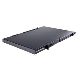 Startech 1U Adjustable Server Rack Mount Shelf - 175lbs - 19.5 to 38in Deep Universal Tray for 19" AV, Data & Network Equipment Rack (ADJSHELFHD) - Prateleira de bastidor - preto - 1U - 19" - para P/N: RK1233BKM, RK2433BKM, RK2537BKM, RK3236BKF, RK42