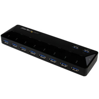 Startech Concentrador USB 3.0 de 10 portas com portas de carregamento e sincronização - 2 x portas 1,5A - Switch de compartilhamento periférico USB - 10 x SuperSpeed USB 3.0 - desktop - para P/N: DKWG30DPHPD, DKWG30DPHPDU, TB33A1C, USB312SAT3CB, USB3