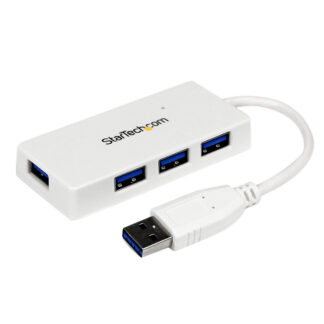 Startech 4 Port USB 3.0 Hub - Multi Port USB Hub w/ Built-in Cable - Powered USB 3.0 Extender for Your Laptop - White (ST4300MINU3W) - Hub - 4 x SuperSpeed USB 3.0 - desktop - para P/N: FCREADMICRO3, MSDREADU2OTG, MSDREADU3CA