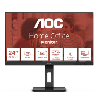 AOC 24E3QAF - Monitor LED - 24" - 1920 x 1080 Full HD (1080p) @ 75 Hz - IPS - 1000:1 - 4 ms - HDMI, VGA, DisplayPort - altifalantes - preto texturizado