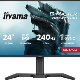 iiyama G-MASTER Red Eagle GB2471HSU-B1 - Monitor LED - gaming - 24" - 1920 x 1080 Full HD (1080p) @ 240 Hz - Fast IPS - 350 cd/m² - 1000:1 - 0.3 ms - HDMI, DisplayPort - altifalantes - preto, mate