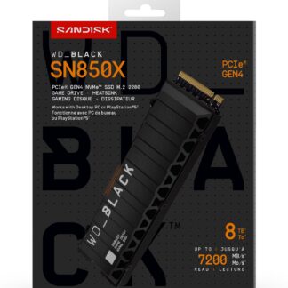 WD_BLACK SN850X NVMe SSD WDS100T2XHE - SSD - encriptado - 8 TB - interna - M.2 2280 - PCIe 4.0 x4 (NVMe) - TCG Opal Encryption 2.01 - dissipador de calor integrado