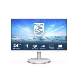 Philips V-line 241V8AW - Monitor LED - 24" (23.8" visível) - 1920 x 1080 Full HD (1080p) @ 75 Hz - IPS - 250 cd/m² - 1000:1 - 4 ms - HDMI, VGA - altifalantes - branco com textura